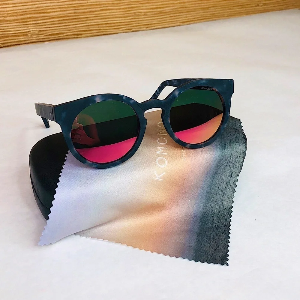 KOMONO sunglasses NEW Lulu blue tortoise reflective Matte Indigo Demi